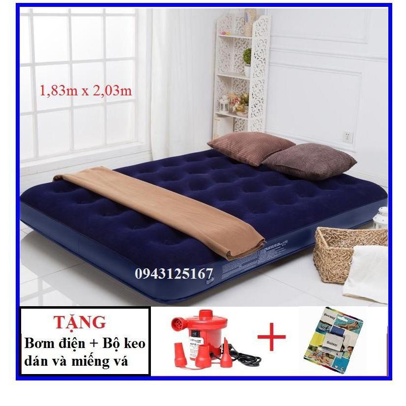 Nệm hơi Đệm hơi Cao Cấp cỡ 203*180*22CM Tặng 1 Bơm điện.