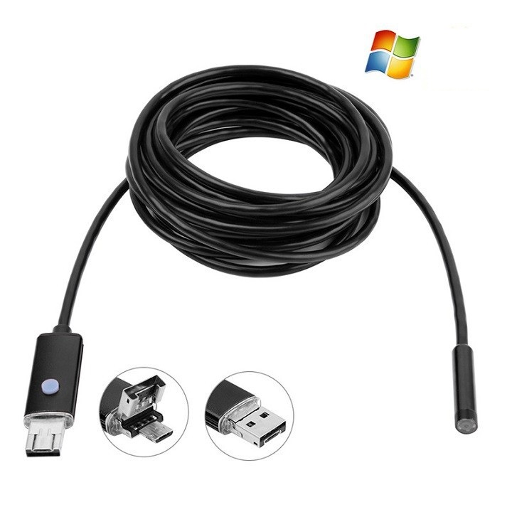 Camera nội soi cắm qua điện thoại hoặc USB máy tính dài 1m