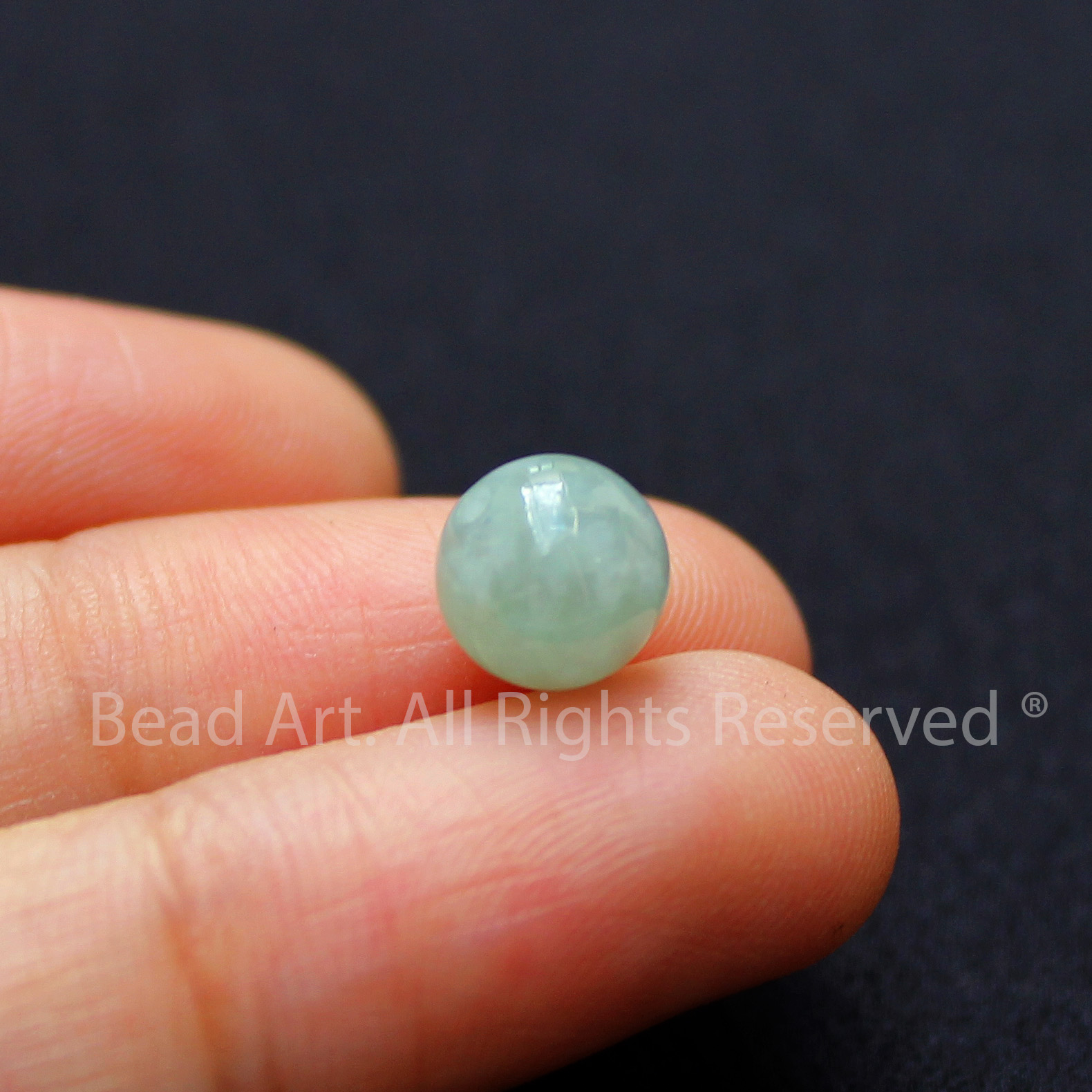 [1 Hạt] 7.5MM Đá Cẩm Thạch Myanmar Tự Nhiên Xanh Lá Nhạt Loại AA, Myanmar Jadeite, Mệnh Mộc, Hoả, Phối Vòng Tay Phong Thuỷ, Chuỗi Hạt - Bead Art