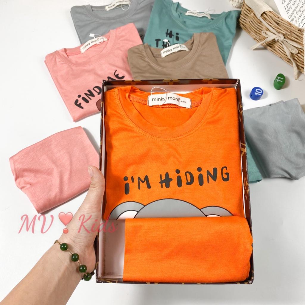 Bộ Dài Tay Cho Bé Trai, Bé Gái Minky Mom Vải Thun Lạnh Hoạ Tiết Sư Tử Bịt Mắt MKDTL05