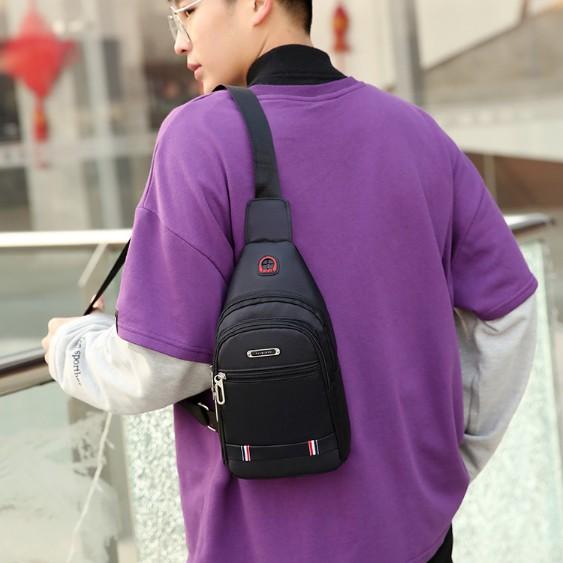 Túi đeo chéo nam vải canvas chống nước 3 ngăn phong cách Hàn Quốc