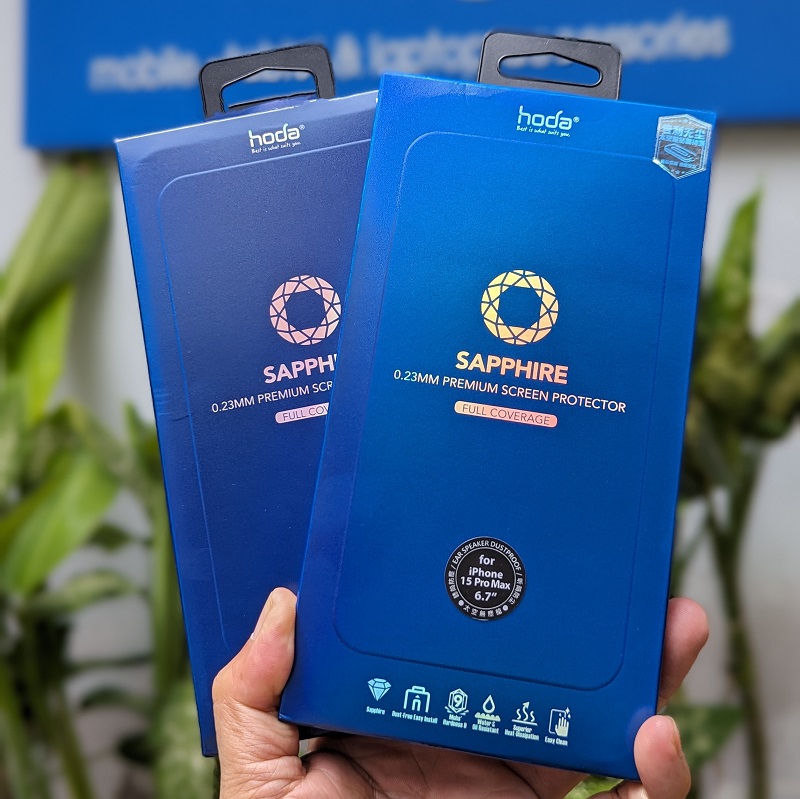 Dán Cường Lực HODA Sapphire dành cho iPhone 15 Pro Max Với Dust-Free Helper - Hàng Nhập Khẩu