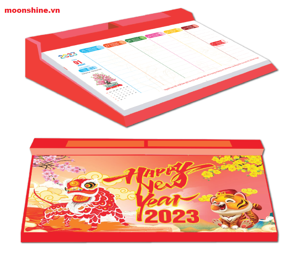 MS255- Lịch bàn 53 tuần đế nhựa (13x28) 4 màu ( 2024 )