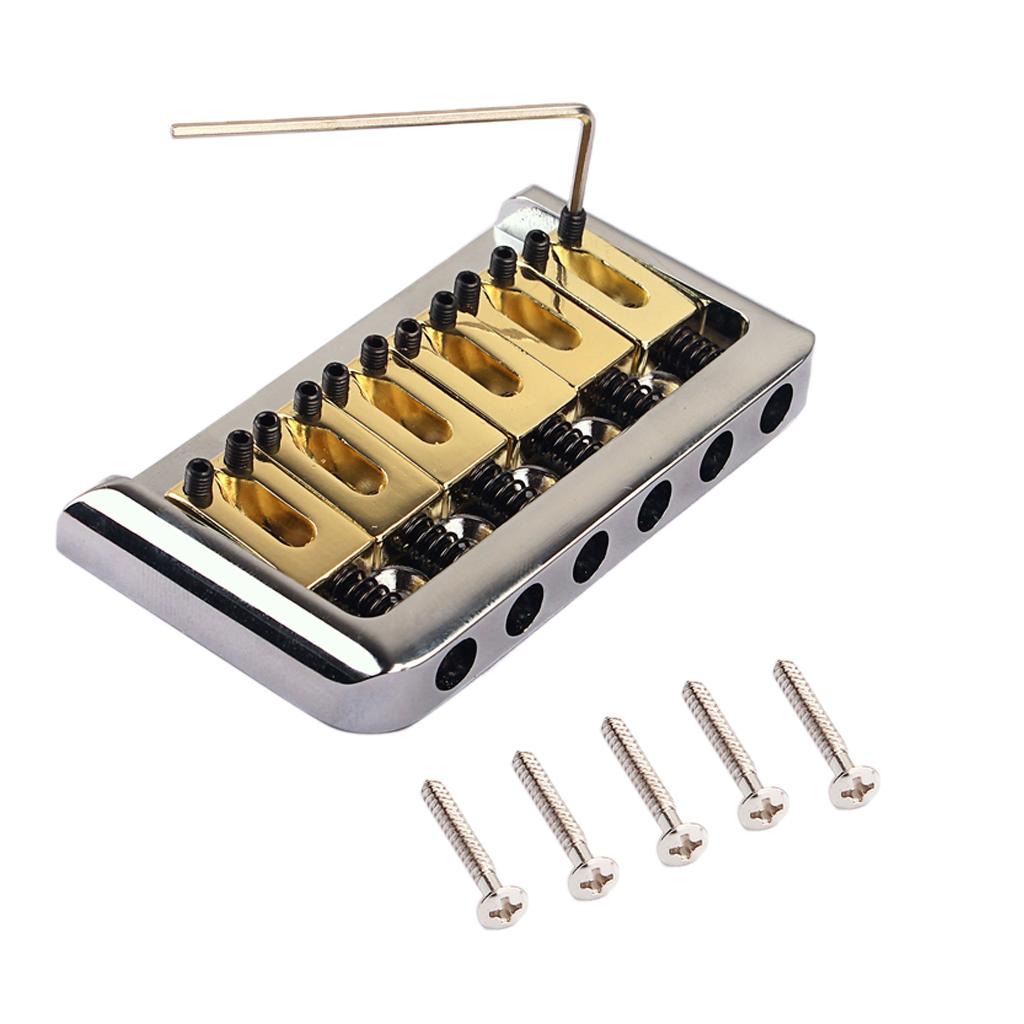 1 Set 6 String Guitar Fixed Bridge Saddle for Electric/Cigar Box Guitar Replacement Parts Chrome