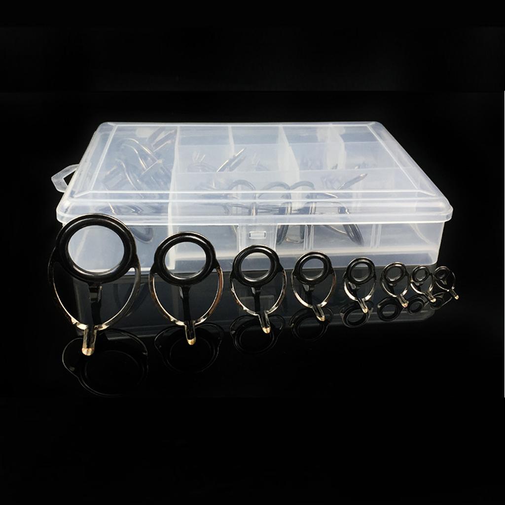 45pcs Vintage Fishing Rod Eyes Guides Line Rings Tips 6#-30# Rod Repair Kit