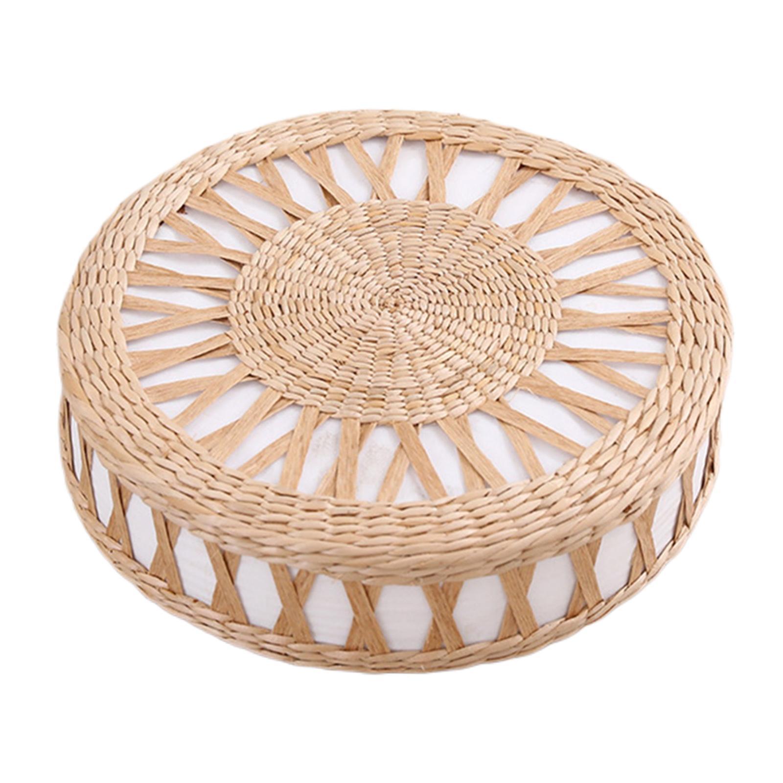 Japanese Flat Seat Cushion Handcrafted Breathable Straw Cushion
