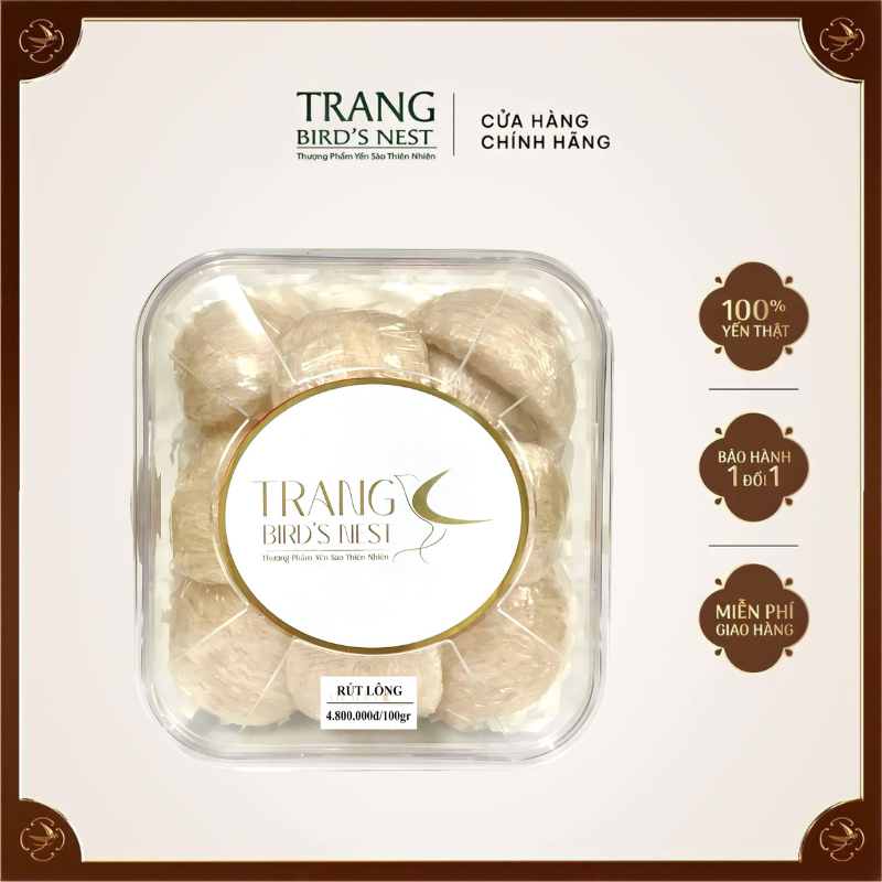 Yến Nguyên Tổ Rút Lông, Yến Sào Cao Cấp Sơ Chế Hộp 100G Hỗ Trợ Tăng Cường Sức Khỏe, Làm Đẹp Da- Yến Sào Trang BirdNest