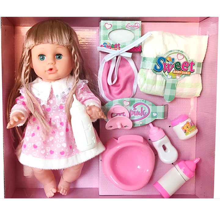 Búp bê em bé biết khóc kèm phụ kiện bỉm sữa