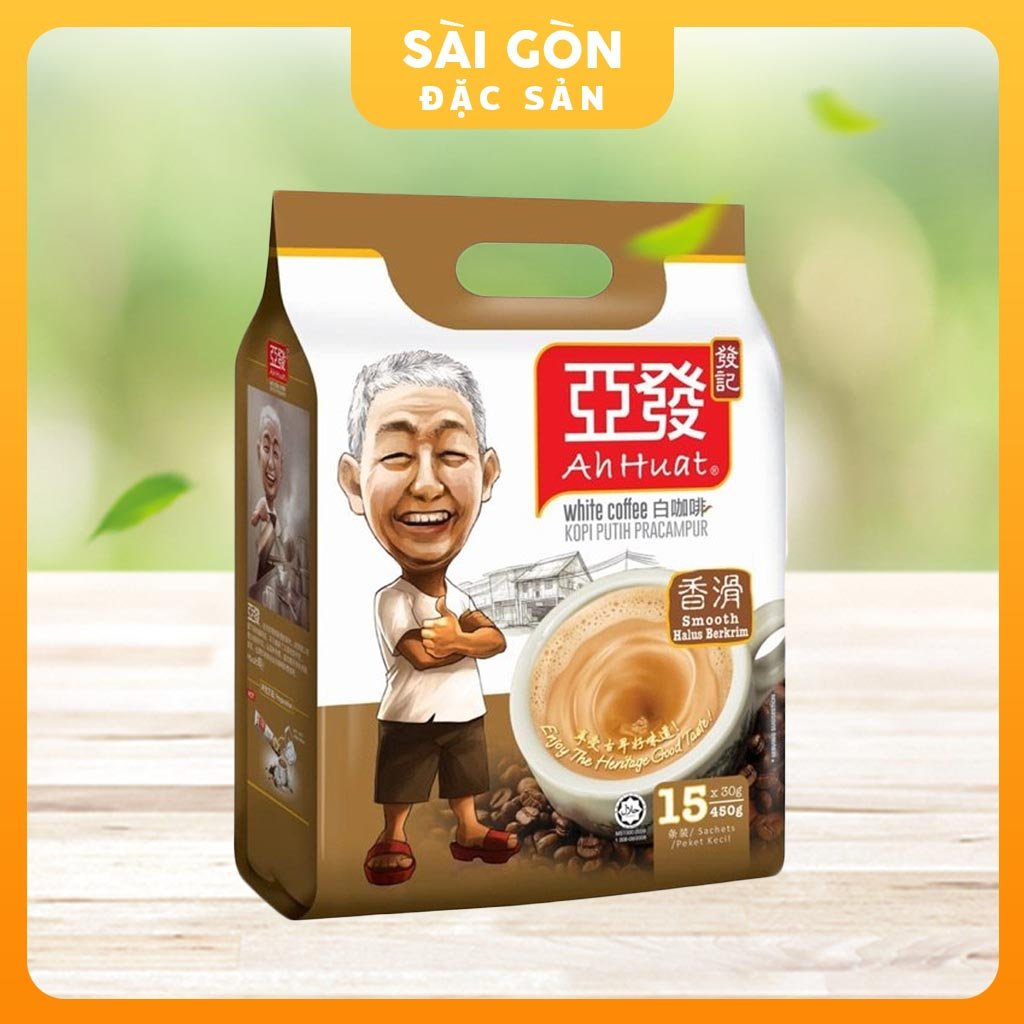 Cà phê trắng hòa tan 3 in 1 Ah Huat White Coffee Malaysia - Vị Smooth/truyền thống