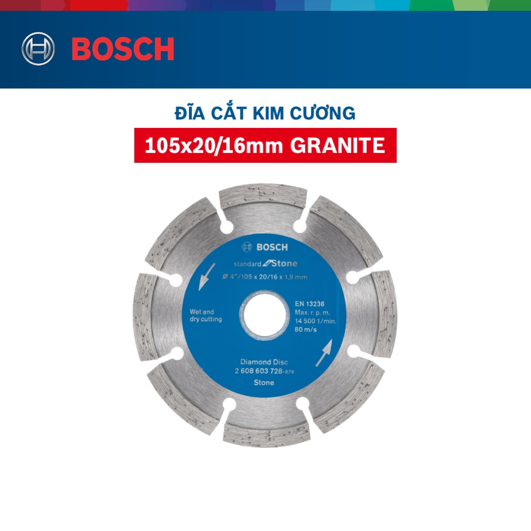 Đĩa cắt kim cương Bosch 105x20/16mm granite