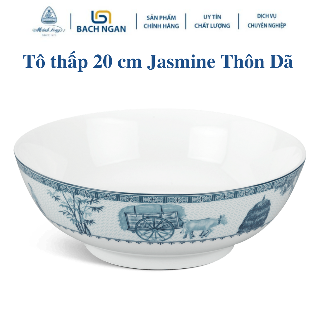 Tô thấp Minh Long 20 cm Jasmine Thôn Dã - Bằng sứ, Hàng Đẹp, Cao Cấp, Dùng Trong Gia Đình, Đãi Khách, Tặng Quà Tân Gia