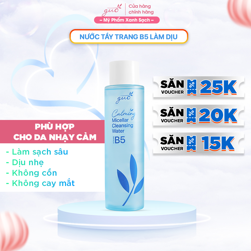 Nước Tẩy Trang B5 Làm Sạch Sâu, Dịu Nhẹ cho da nhạy cảm, không cồn, không cay mắt - Calming Micellar Water GUO