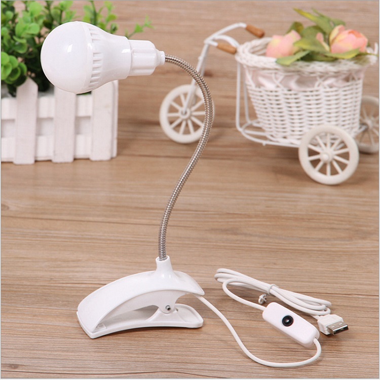 Đèn đọc sách báo kẹp bàn mini thân uốn cong thông minh -giao màu ngẫu nhiên