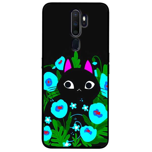 Ốp lưng dành cho Oppo A5 2020 - A9 2020 - Mèo Đen Hoa Xanh