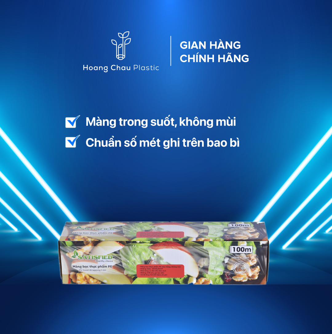 Hộp Màng Bọc Thực Phẩm PE SATIS 30cm x 100m Không Chứa Chất Phụ Gia Gây Hại Sức Khỏe Dùng Được Cho Lò Vi Sóng