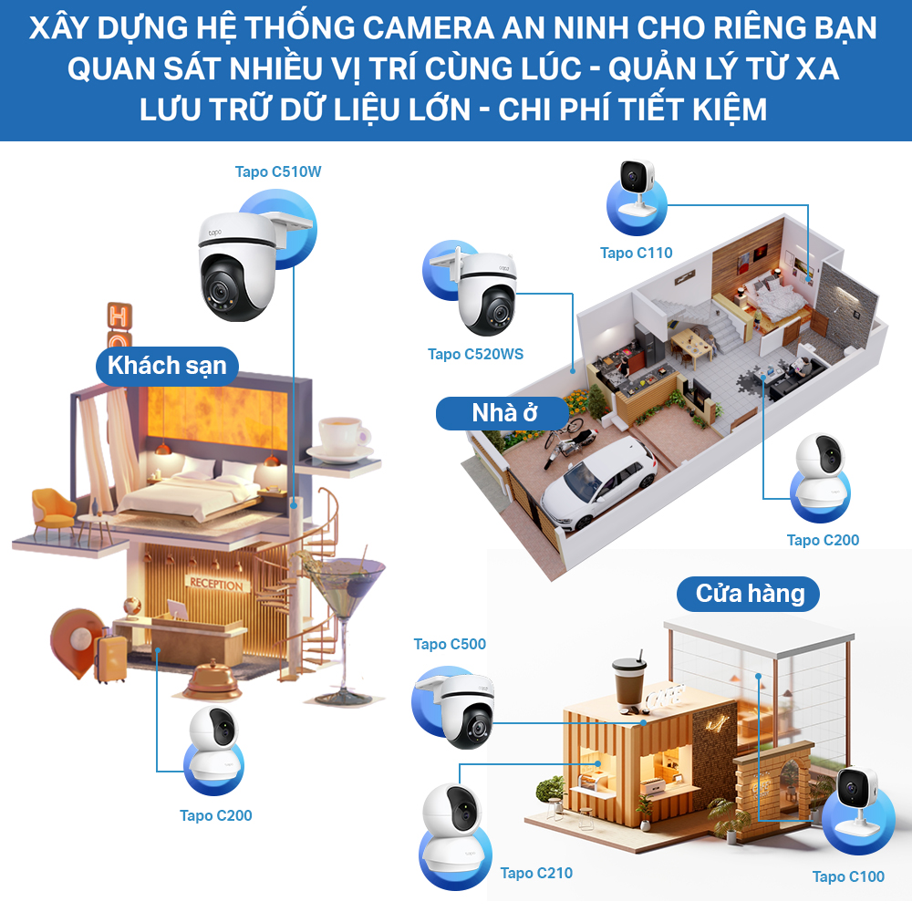 Camera WiFi TP-Link Tapo C510W / C520WS An Ninh Quay/Quét 360 Độ, Chống Nước - Hàng Chính Hãng