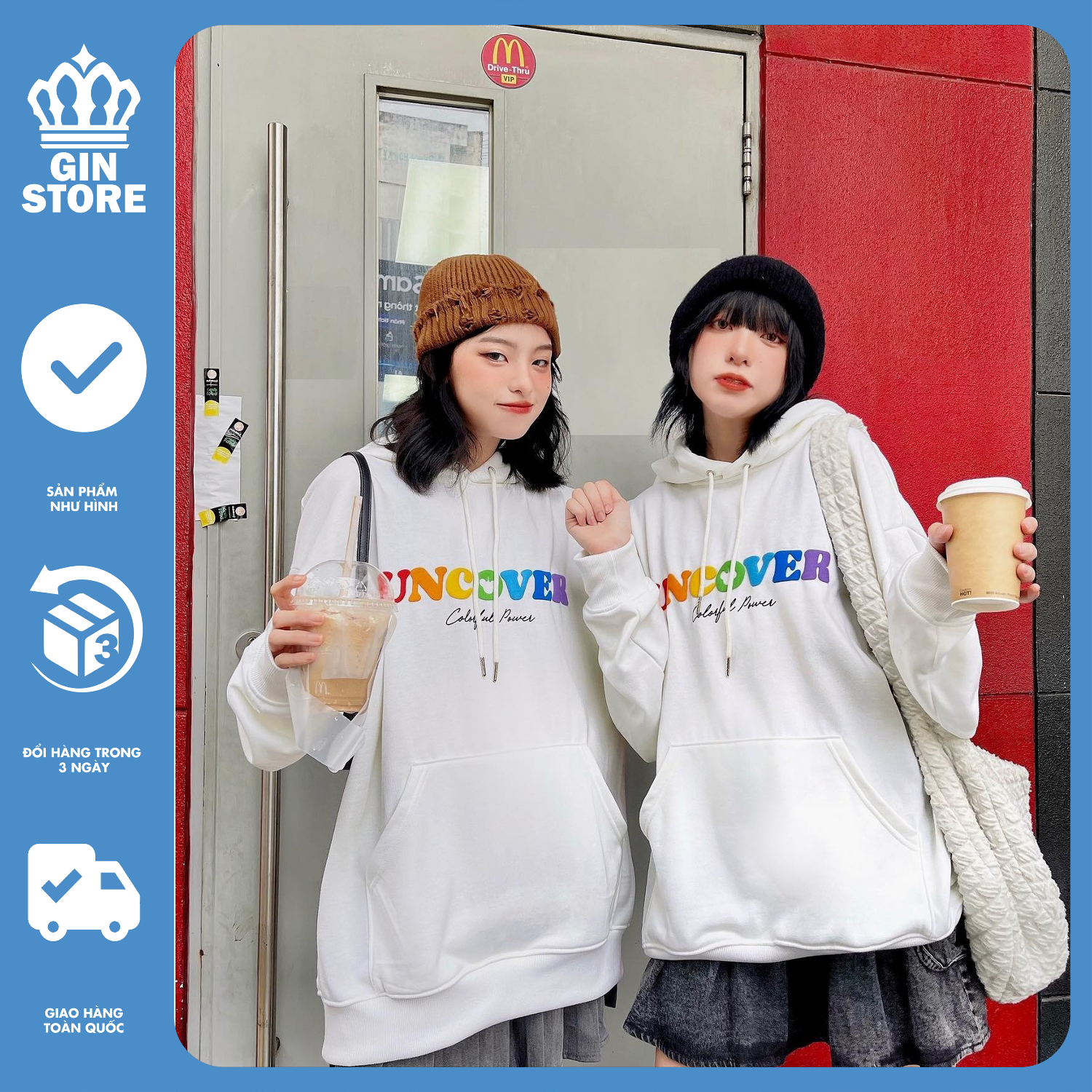 Áo hoodie unisex uncover basic Áo khoác nỉ uncover basic ver2 full tag - Gin Store