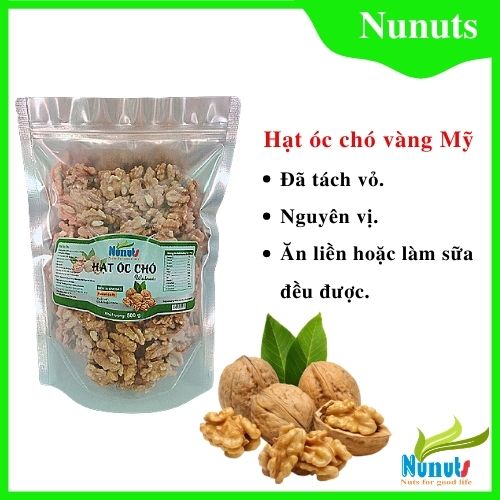 Hạt óc chó đã tách vỏ Nunuts, loại 1, hạt mùa vụ mới, mới không hôi dầu ăn liền hoặc làm sữa hạt (nhân óc chó vàng Mỹ)