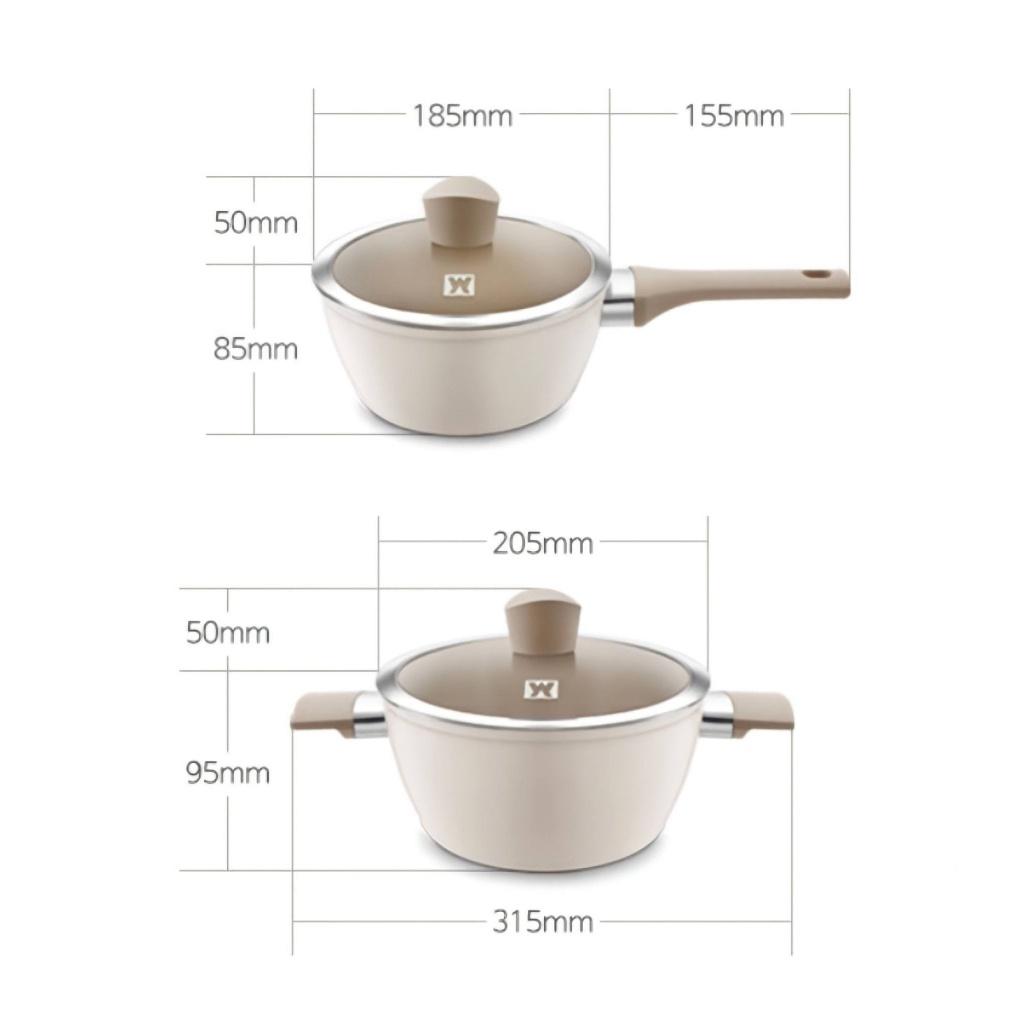 Bộ Nồi Chảo Wagensteiger, Size 18cm/20cm, 7 Lớp Phủ Chống Dính Siêu Bền, Dẫn Nhiệt Tốt, Dùng Cho Mọi Loại Bếp, Nhập Hàn