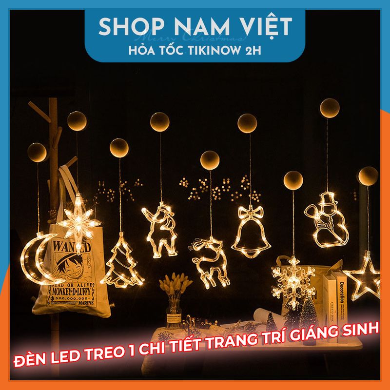 Dây Đèn Led Treo Hình Bông Tuyết, Chuông, Trăng Sao Trang Trí Giáng Sinh - Chính Hãng NAVIVU