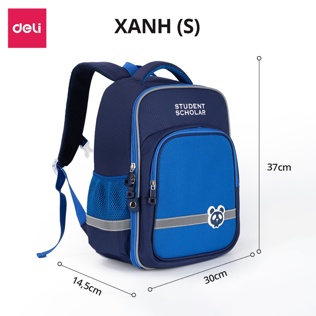 Balo Chống Gù Có Nắp Cho Bé Trai Bé Gái Deli Cặp Sách Học Sinh Vải Oxford Siêu Nhẹ Chống Nước Bụi
