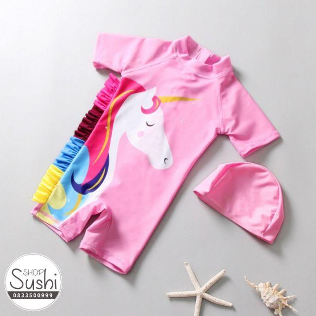 (FreeShip) Áo bơi bé gái 9-33kg Ngựa Pony KÈM MŨ - áo bơi trẻ em