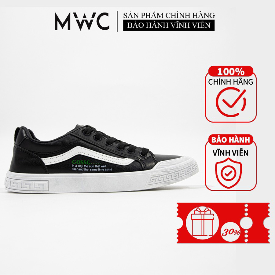 Giày Thể Thao Nam Thời Trang MWC Sneaker Da Đế Thấp Phong Cách Trẻ Trung Năng Động Màu Đen Trắng Kem NATT - 5351