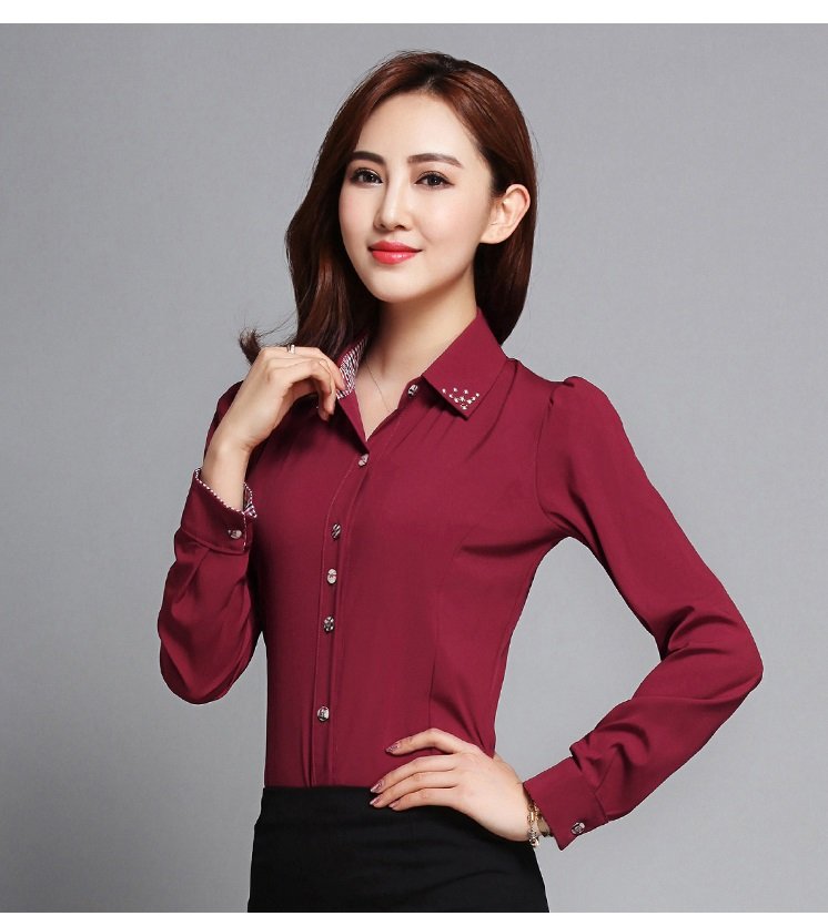Áo sơ mi nữ công sở phối kẻ sm150