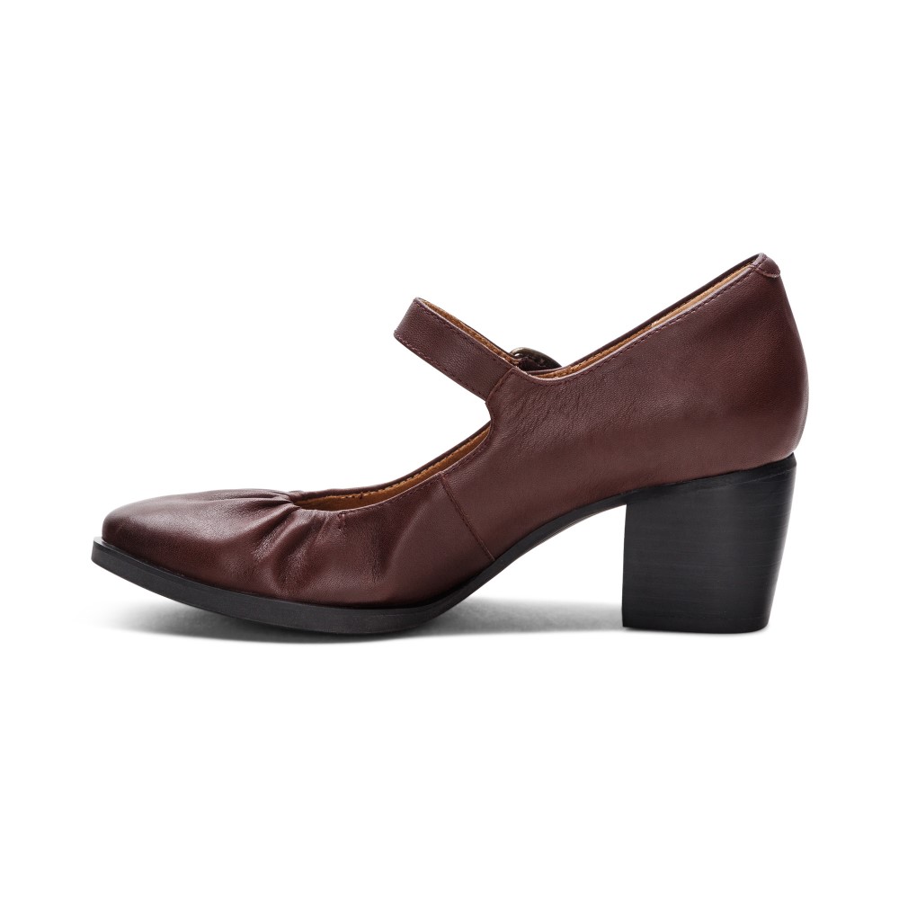 Giày cao gót sức khỏe nữ Aetrex Sara Burgundy - Giày bít gót cao 6p, đế đệm giảm đau chân