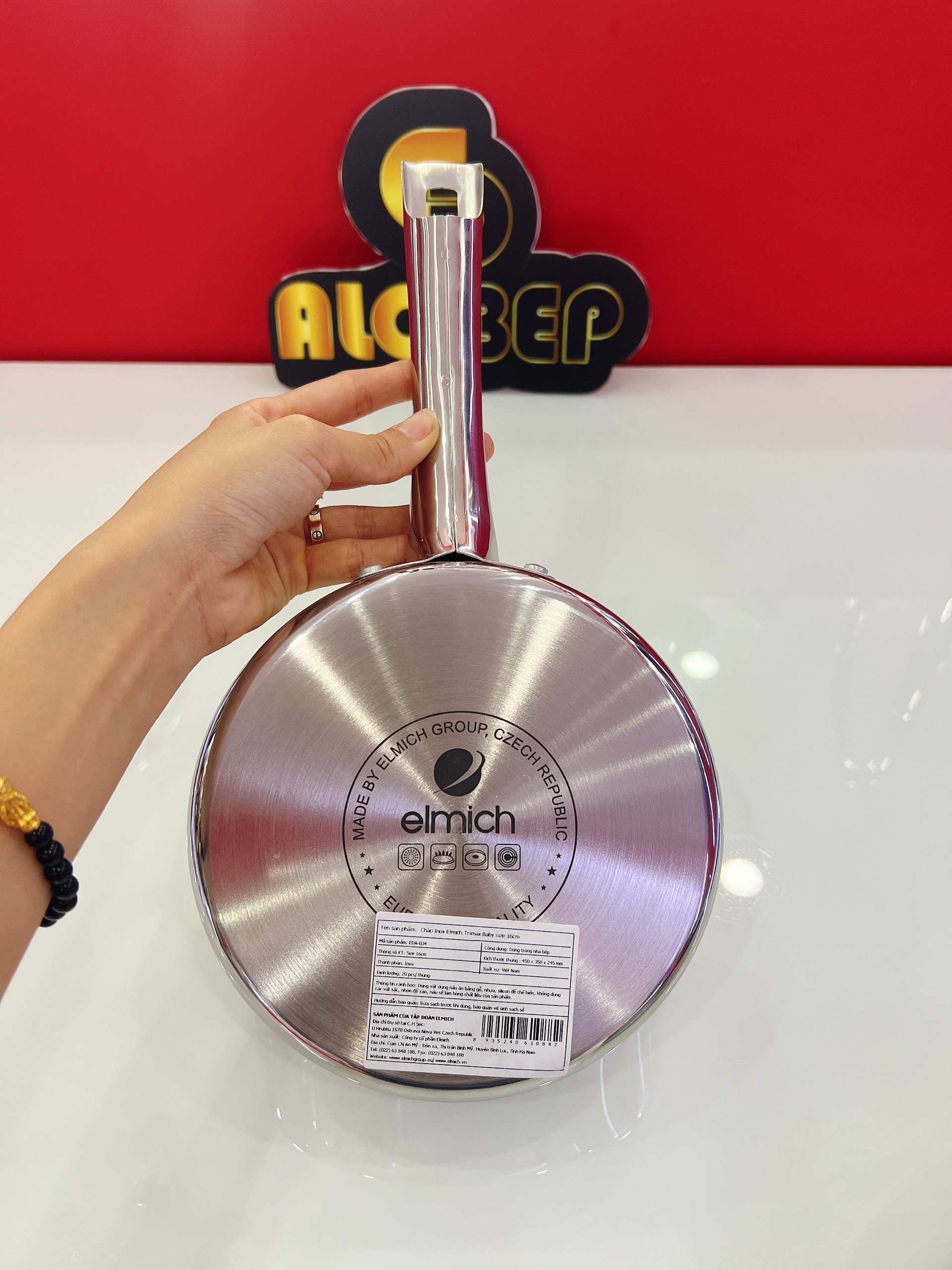 Chảo elmich inox chống dính đáy đúc liền nguyên khối 16cm