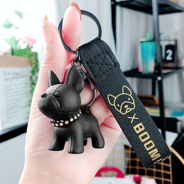 Móc khóa hình chó bulldog dễ thương, móc chìa khoá keychain cún dog nhiều màu