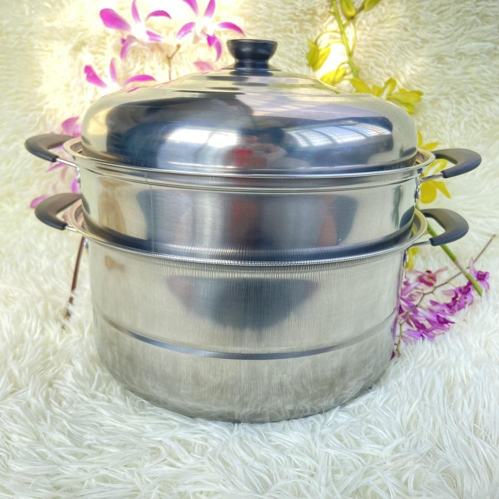 Nồi Hấp Inox 3 Tầng Đa Năng 28cm - Xửng Hấp nhanh Tiết kiệm nhiên liệu