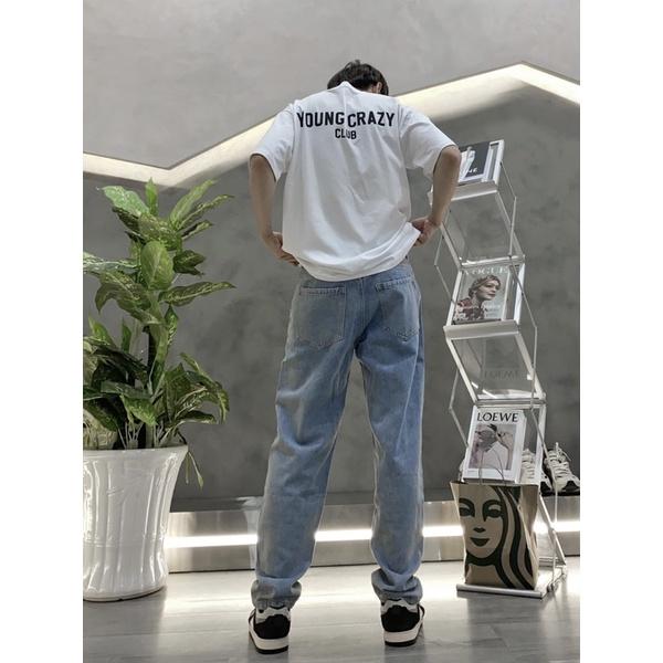 Quần jeans ống đứng jeans nam nữ 3 màu trơn