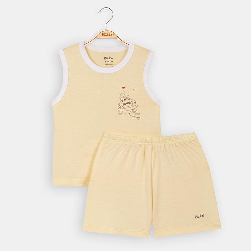 Bộ quần áo ba lỗ màu trơn Boube mùa hè - Chất liệu Petit mềm mịn, thấm hút cao - Fullsize cho bé từ 0-24M