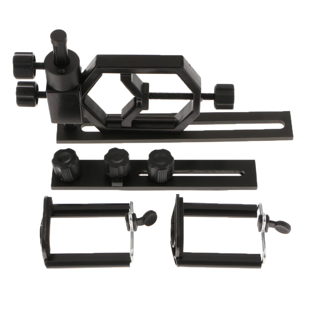 Telescope Binoculars Adapter Cellphone Mount Bracket + 2x Phone Holder Clip