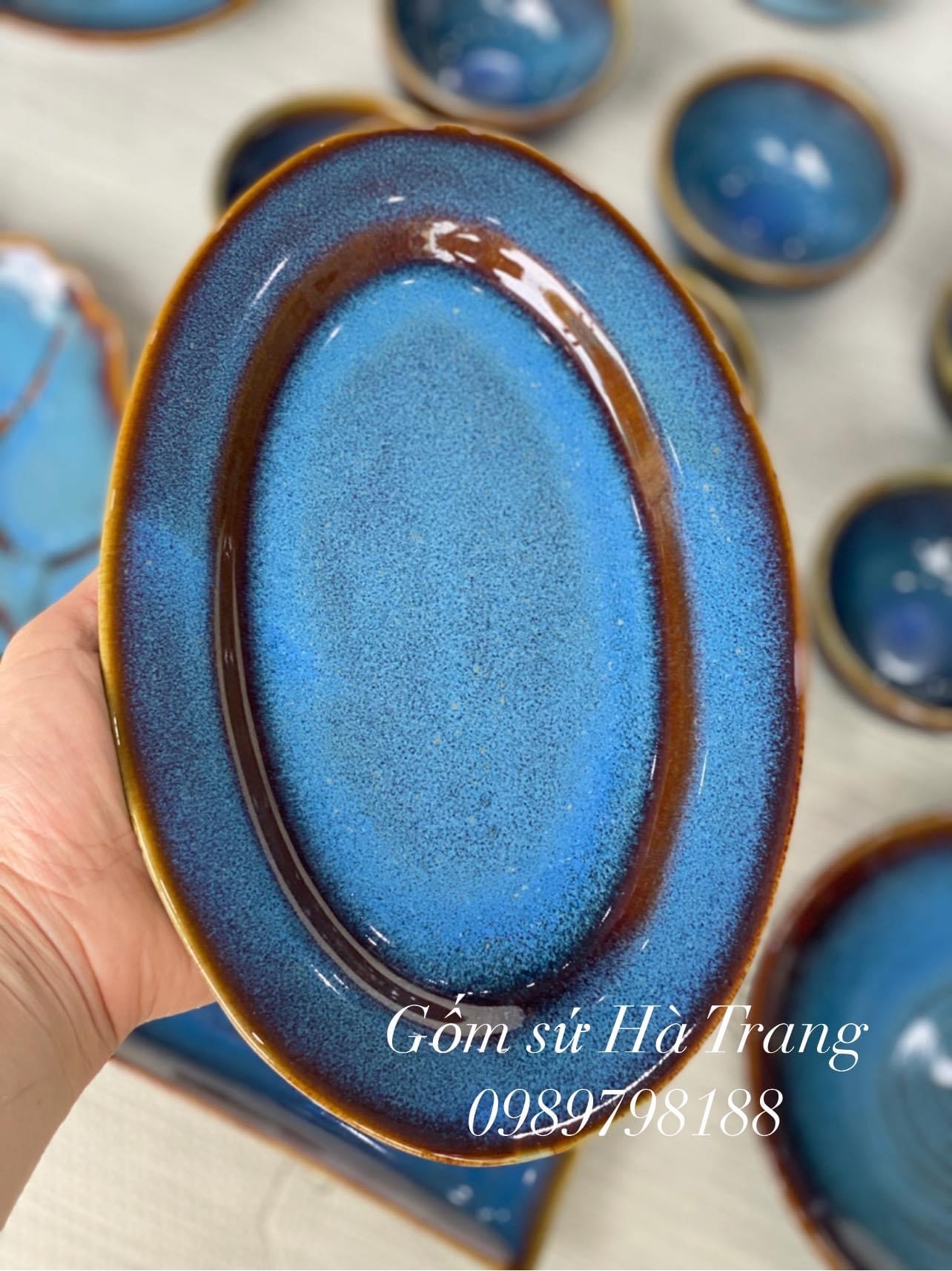 Các món lẻ trong bộ bát đĩa gốm sứ Bát Tràng cao cấp men hoả biến thiên thanh HBTT01