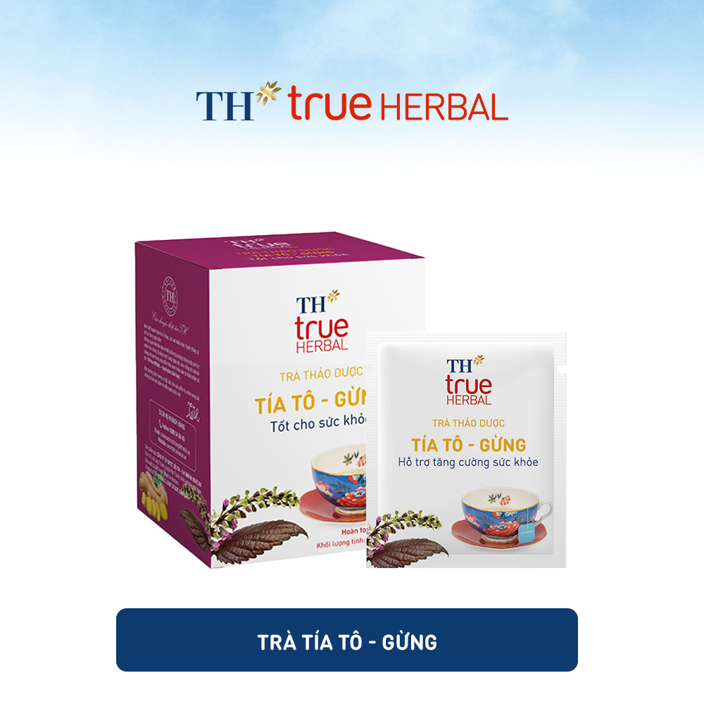 Bộ 2 hộp Trà Lạc tiên – Tâm sen &amp; Trà Tía tô – Gừng TH True Herbal (40 gói)