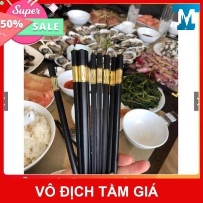Đũa Mạ Vàng Hàn Quốc 1 Hộp 10 Đôi , Chất Liệu Hợp Kim Cao Cấp Đầu Đũa Có Chống Trơn