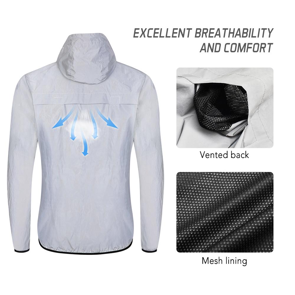 Áo khoác gió phản quang có mũ trùm đầu không thấm nước dành cho nam giới an toàn ban đêm cho người đi xe đạp Chạy bộ