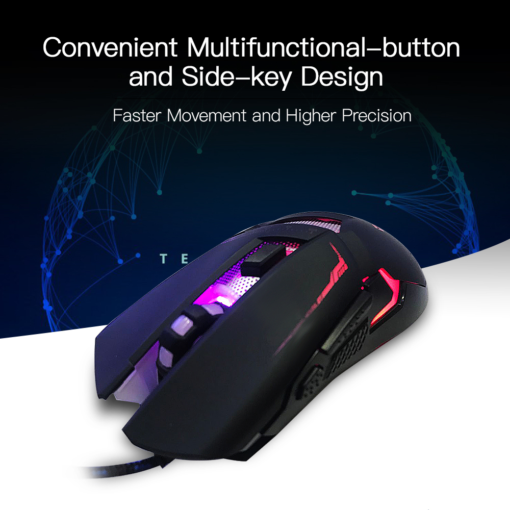 Chuột Chơi Game Có Dây RGb USB Với Tiếng Ồn Thấp, Màu Đen Và Vàng