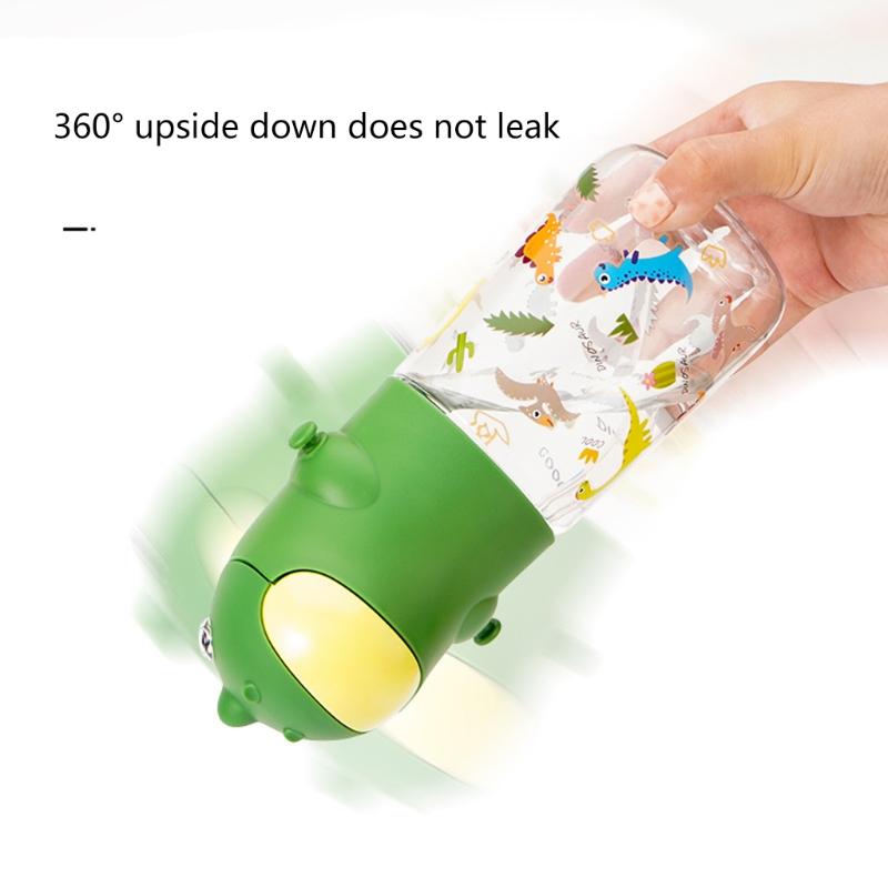 560Ml Hoạt Hình Hình Khủng Long Bé Nước Với Ốp Ống Hút Dây Đeo Vai Rò Rỉ Chống Trẻ Em Học Ấm Siêu Tốc