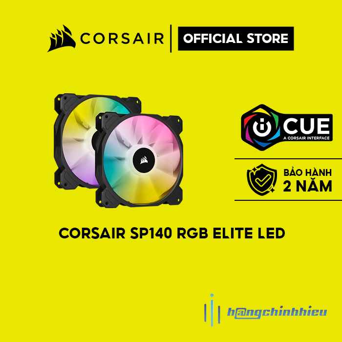 Bộ 2 quạt máy tính 140mm Corsair SP140 RGB ELITE LED kèm Node Core/CO-9050111-WW Hàng chính hãng