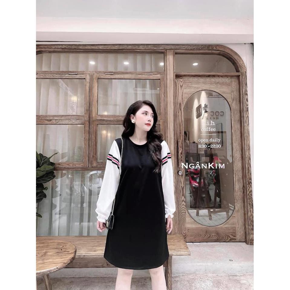 Váy suông nữ pha tay phối màu đẹp