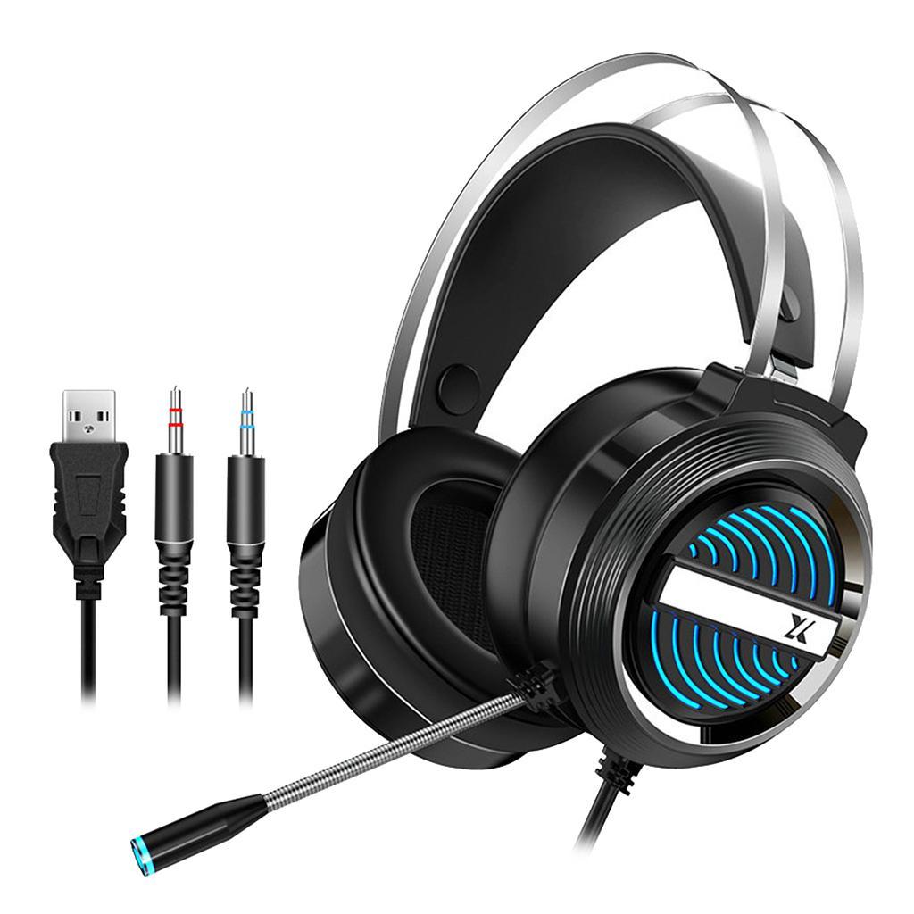 X9 USB + 3.5mm Gaming Headset with Mic 7 LED for PS4 PC Laptop black