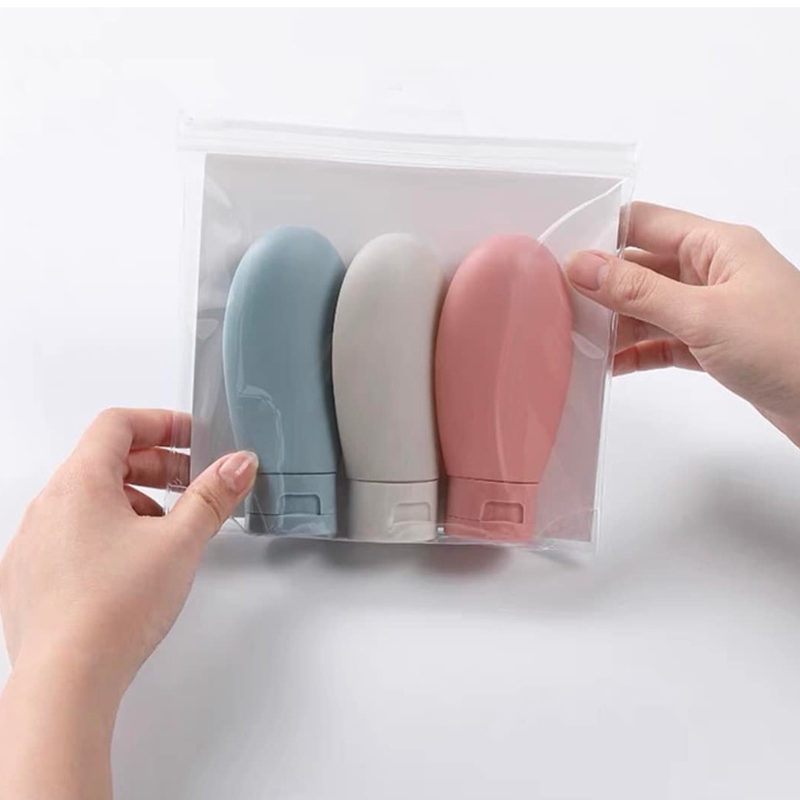 Chai chiết mỹ phẩm Lọ chiết dầu gội, sữa tắm nhựa dẻo 60ml - chai chiết nắp nhấn du lịch tiện dụng