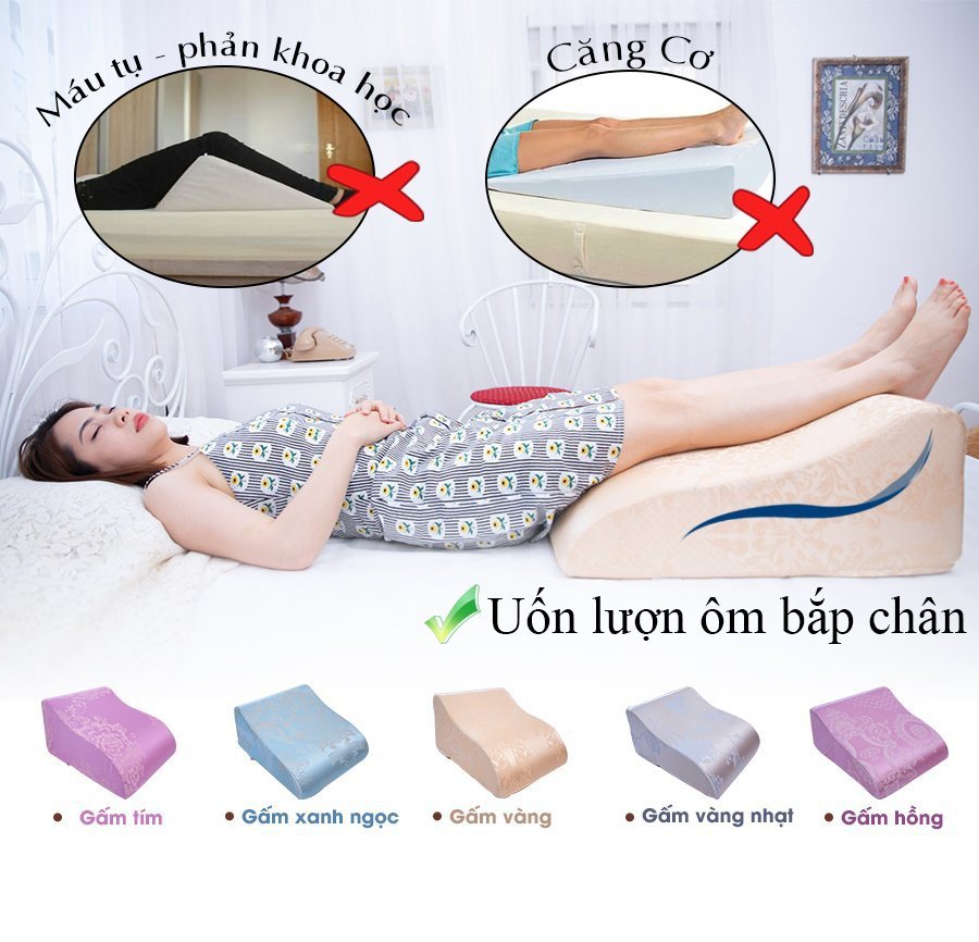 Gối kê chân chống giãn tĩnh mạch YOROKOBI cao 25cm dành cho người đau nhức chân, tiểu đường, tê bì, vọp bẻ, kiến bò, mẹ bầu phù chân tích nước - hàng thương hiệu- XANH THAN