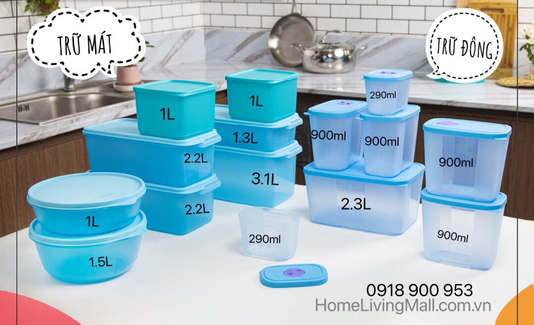 BỘ HỘP TUPPERWARE TRỮ MÁT & TRỮ ĐÔNG BLUE OCEAN SET 15