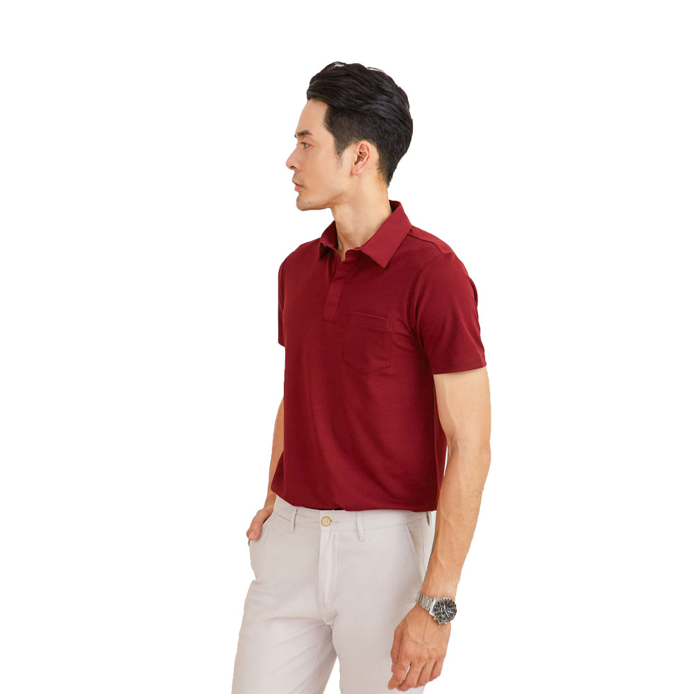 Áo Thun Polo Nam N&MCLUB ngắn tay màu đỏ bordeaux mã 2103054