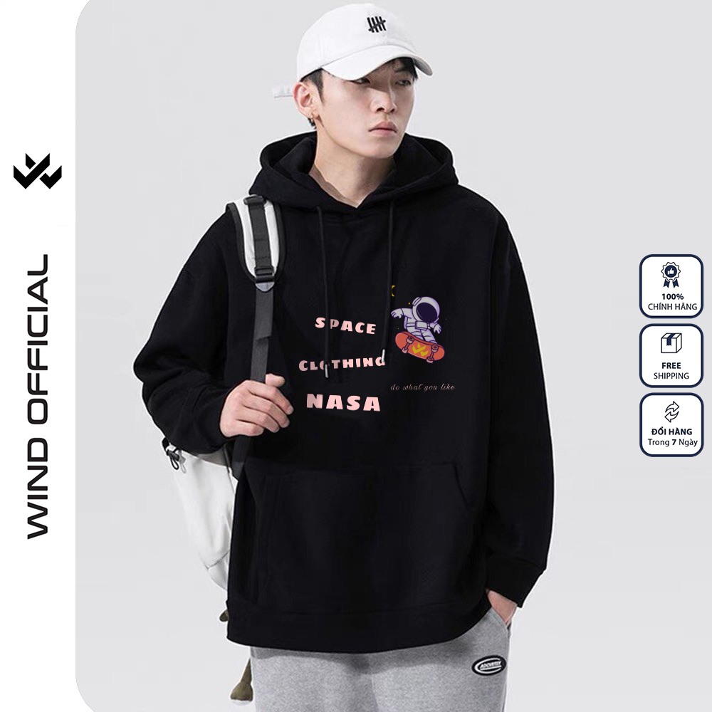 Áo hoodie unisex WIND form rộng nỉ nam nữ NASA HD23 thời trang thu đông oversize