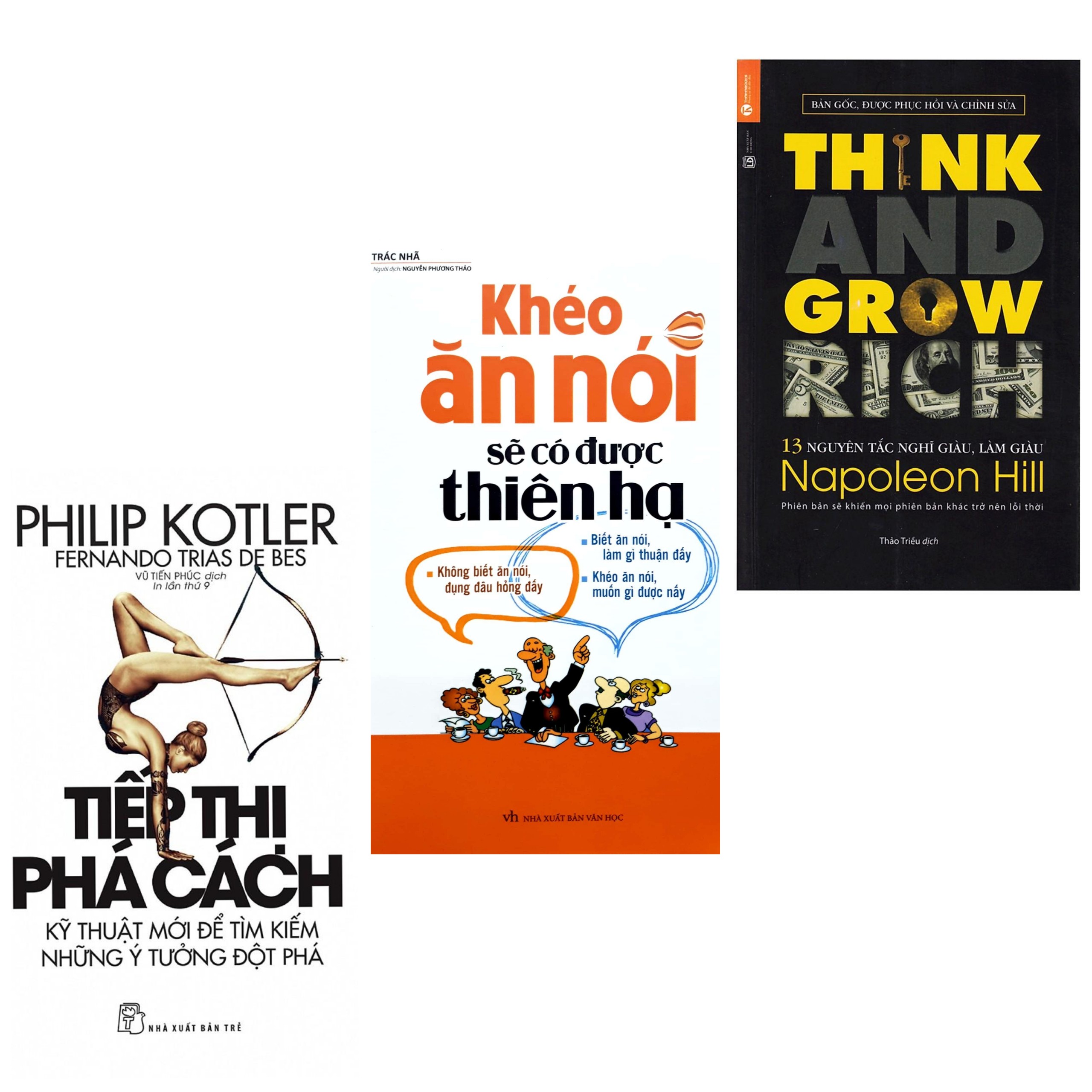 Combo Kỹ Năng Dẫn Tới Thành Công :  13 Nguyên Tắc Nghĩ Giàu Làm Giàu - Think And Grow Rich (Tái Bản 2019) +  Tiếp Thị Phá Cách + Khéo Ăn Nói Sẽ Có Được Thiên Hạ / BooksetMK( Bộ Sách Self-Help , Kinh Doanh Hay Của Thời Đại)